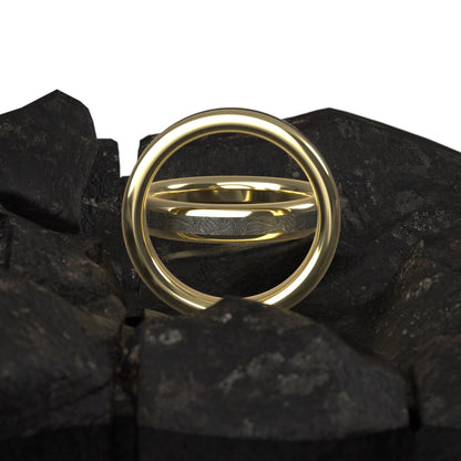 Women's meteorite yellow gold ring- solid gold women's meteorite ring 18k