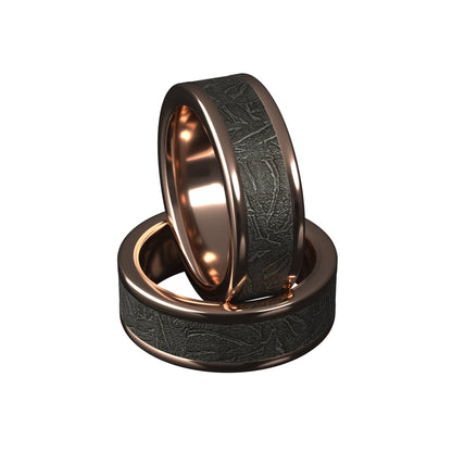 Men's meteorite rose gold ring-  solid meteriote men’s ring