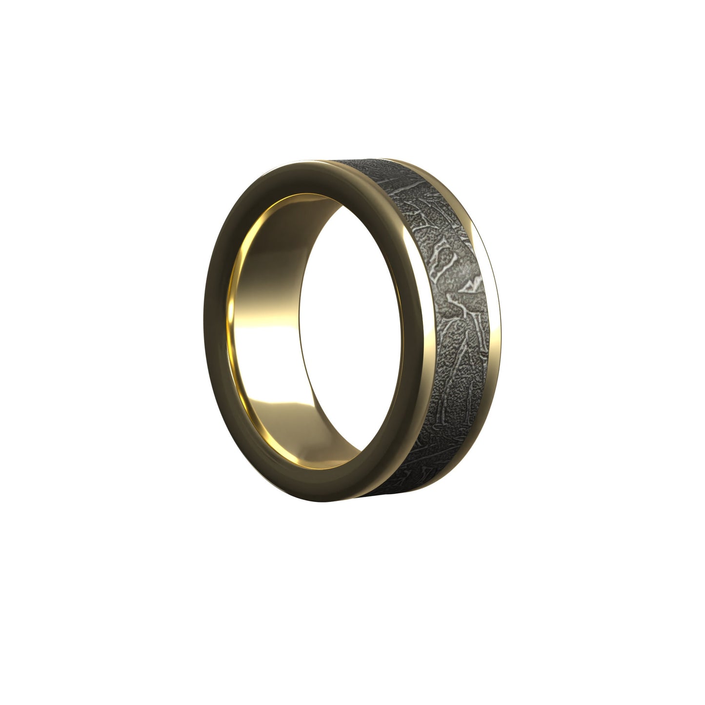 Men's meteorite gold ring-  solid meteriote men’s ring