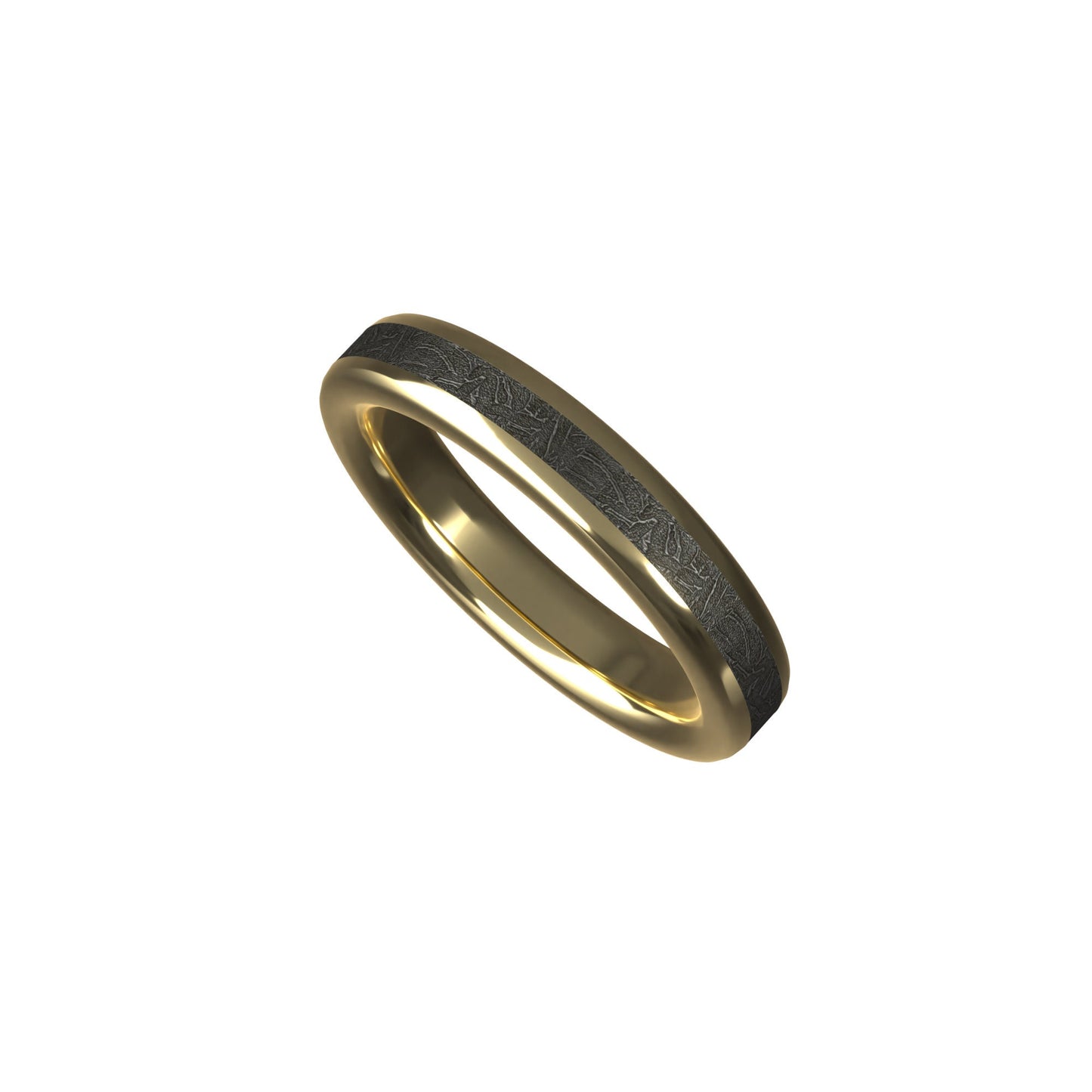 Women's meteorite yellow gold ring- solid gold women's meteorite ring 18k