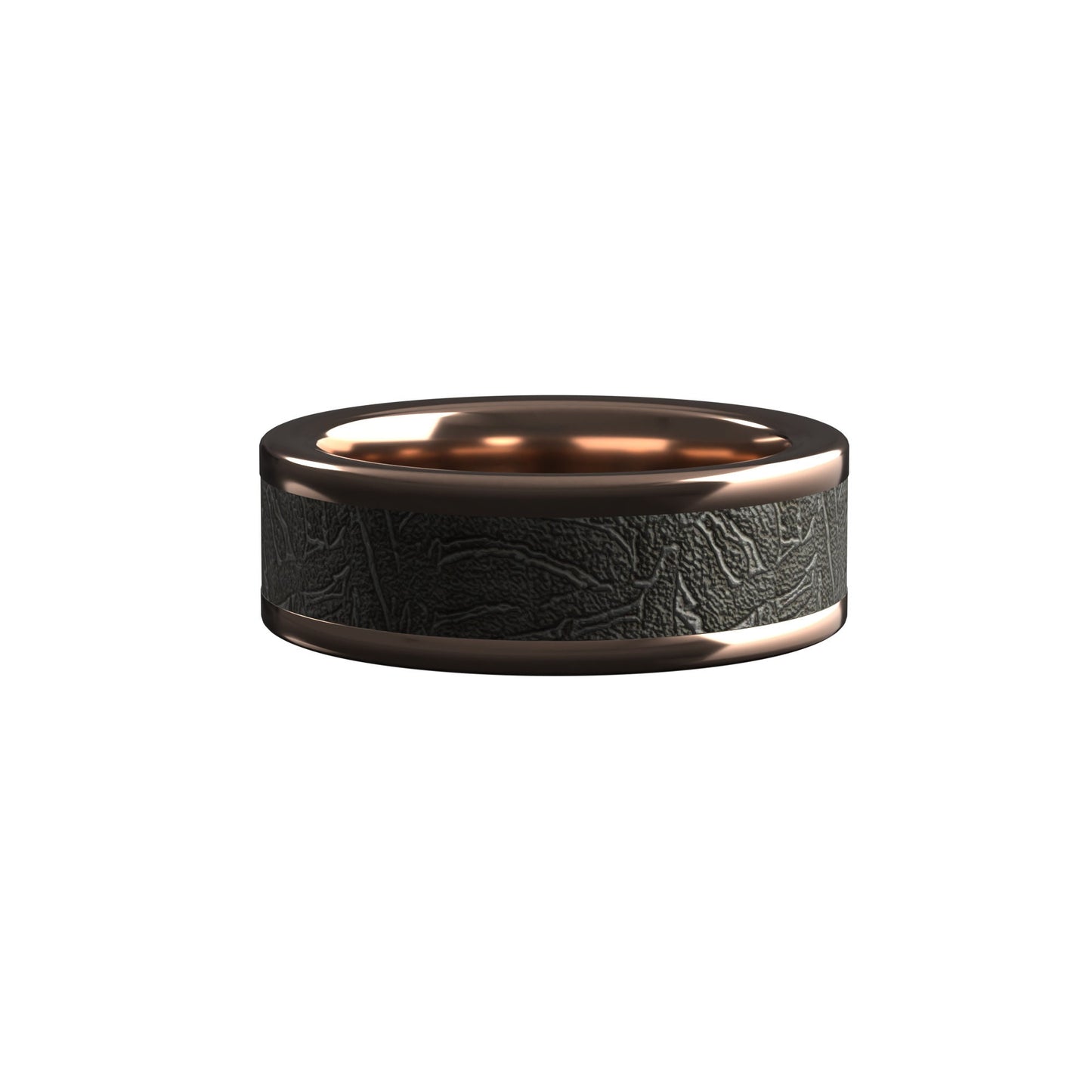 Men's meteorite rose gold ring-  solid meteriote men’s ring