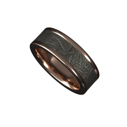 Men's meteorite rose gold ring-  solid meteriote men’s ring