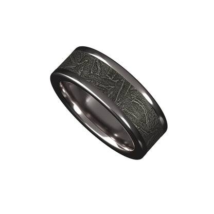 Men's meteorite white gold ring-  solid meteriote men’s ring