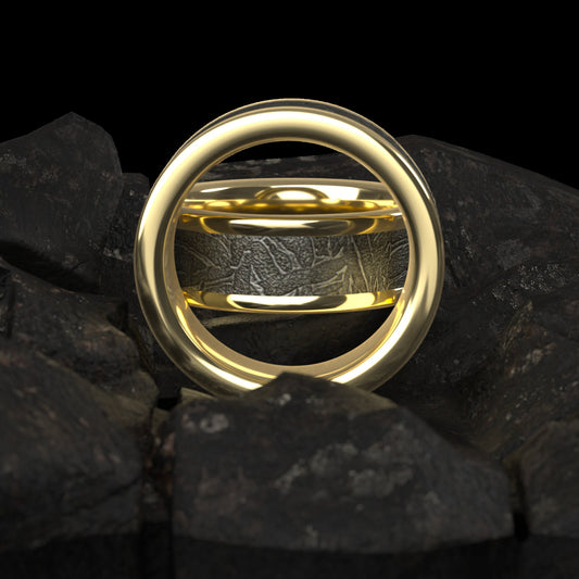 Men's meteorite gold ring-  solid meteriote men’s ring