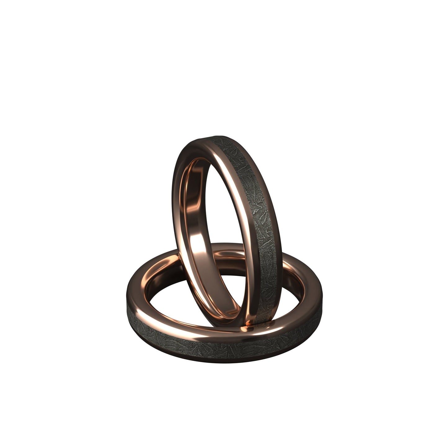 Women's meteorite rose  gold ring- solid gold women's meteorite ring